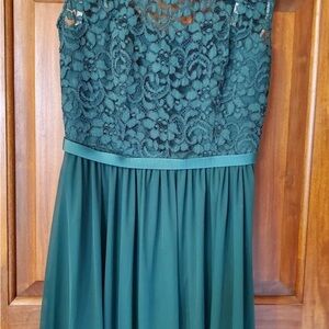 David’s Bridal Elegant Green Lace Dress